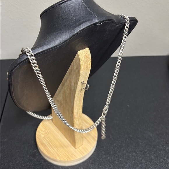 LOFT Silver Station Rhinestone Long Chain Necklace - Picture 5 of 9